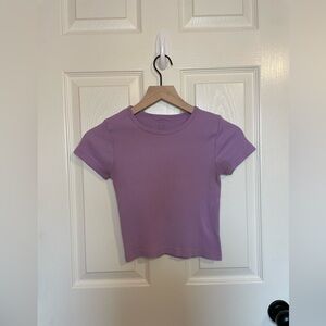 Brandy Melville John Galt Purple Ribbed Baby Tee